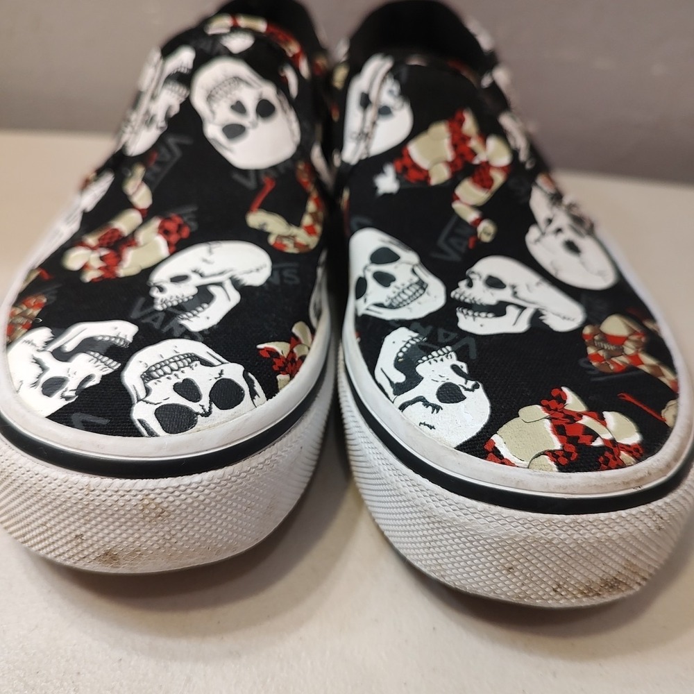 Vans Asher Slip-On Sneakers Kids Sz 13 Shoes Skulls & Snakes Youth Skater - Picture 6 of 11